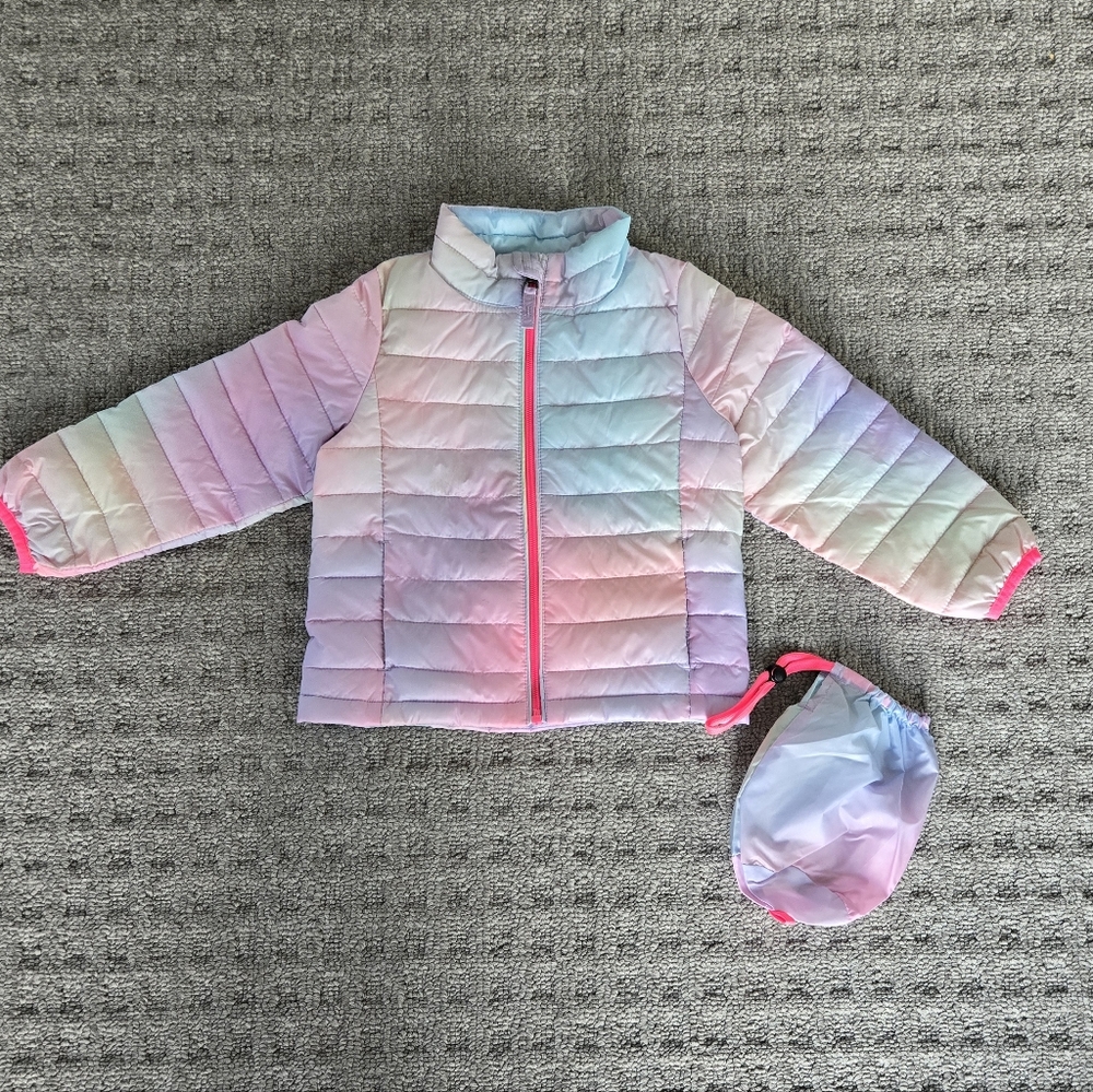 Amazon Essentials Kids Puffer Jacket - Pink and Blue